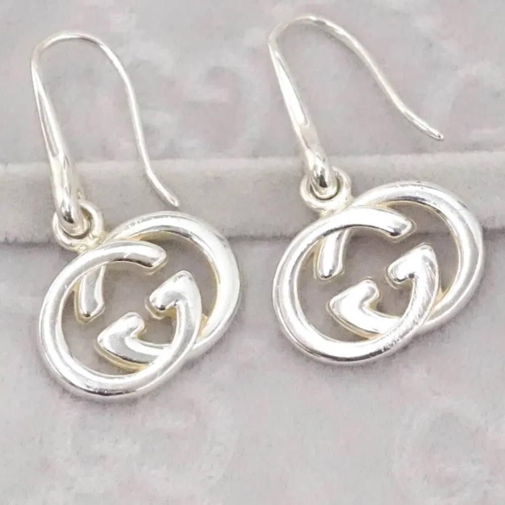 GUCCI Italian Luxury Earrings 925 Sterling Silver - Picture 5 of 9